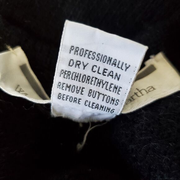 White Wheeler & Martha Sweater Size Medium Black Lambswool Angora Embellished - Picture 12 of 12